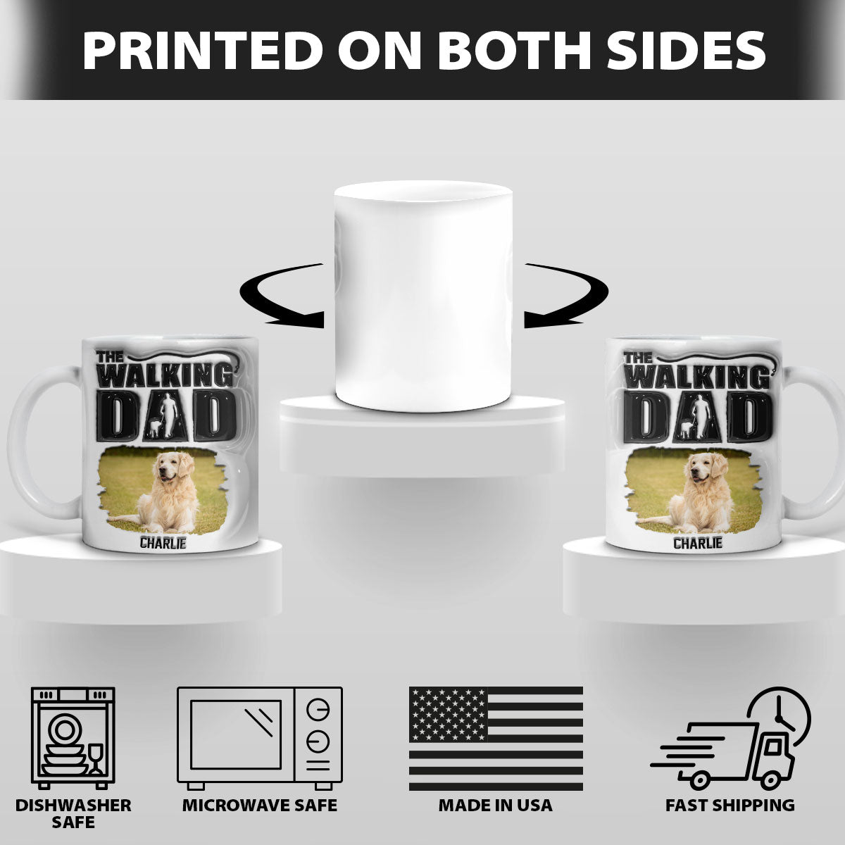 Petthouse | Custom The Walking Dad 3d Inflated Effect Mug, Walking With My Dad Dog Gift Dog Lovers