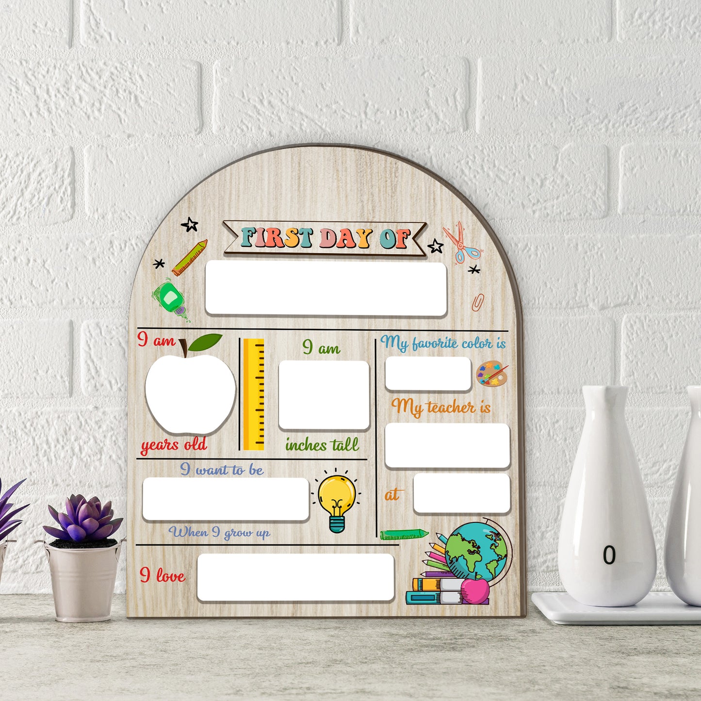 Petthouse | Custom First & Last Day Of School Interchangeable Sign, Back To School Wooden Board