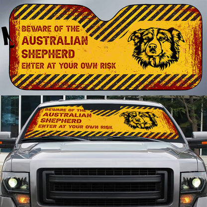 Petthouse | Dog Sunshade Australian Shepherd Beware Of Dog Car Sunshade    Sun Visor For Car Windshield