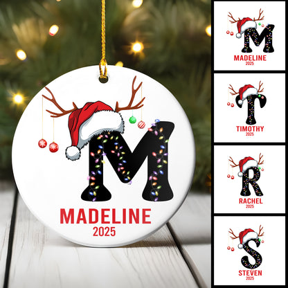 Petthouse | Personalized Letter Name Ornament Family Christmas Ornament, Monogram Alphabet Xmas Ornament