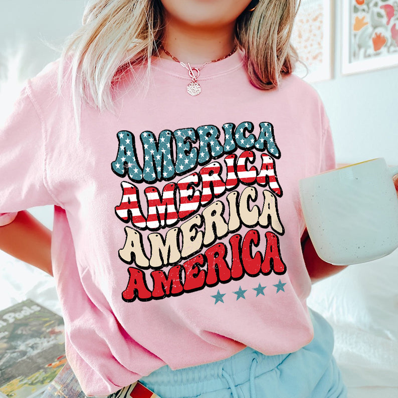 Petthouse | Retro America Flag Shirt, Happy  Of July Shirt, America Tee, Happy Independence Day Gift Tee