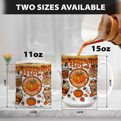 Petthouse | Pumpkin Spice Coffee 3d Inflated Effect Mug, Fall Autumn Coffee Pumpkin Spice Mug, Fall Vibes