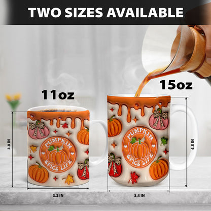 Petthouse | Pumpkin Spice Life 3d Inflated Print Mug, Pumpkin Spice Coffee, Thanksgiving Mug For Mom