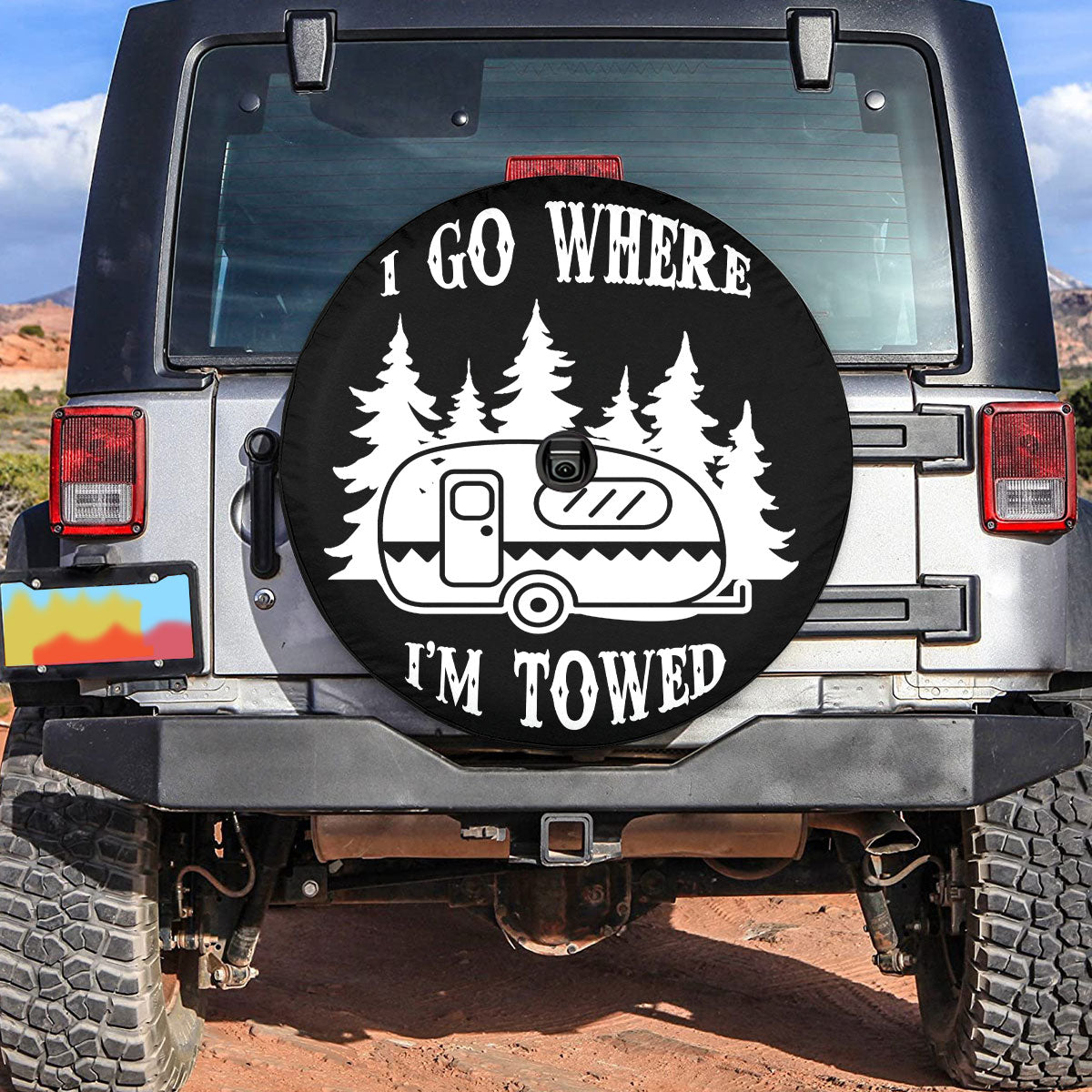 Petthouse | Camping Spare Tire Covers Forest Camping Wheel Cover I Go Where I'm Towed Wheel Tire Wheel