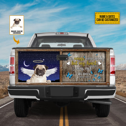 Petthouse | Pug Your Wings Were Ready Memorial Dog Tailgate Wrap Loss Dog Memorial Truck Tailgate Decals