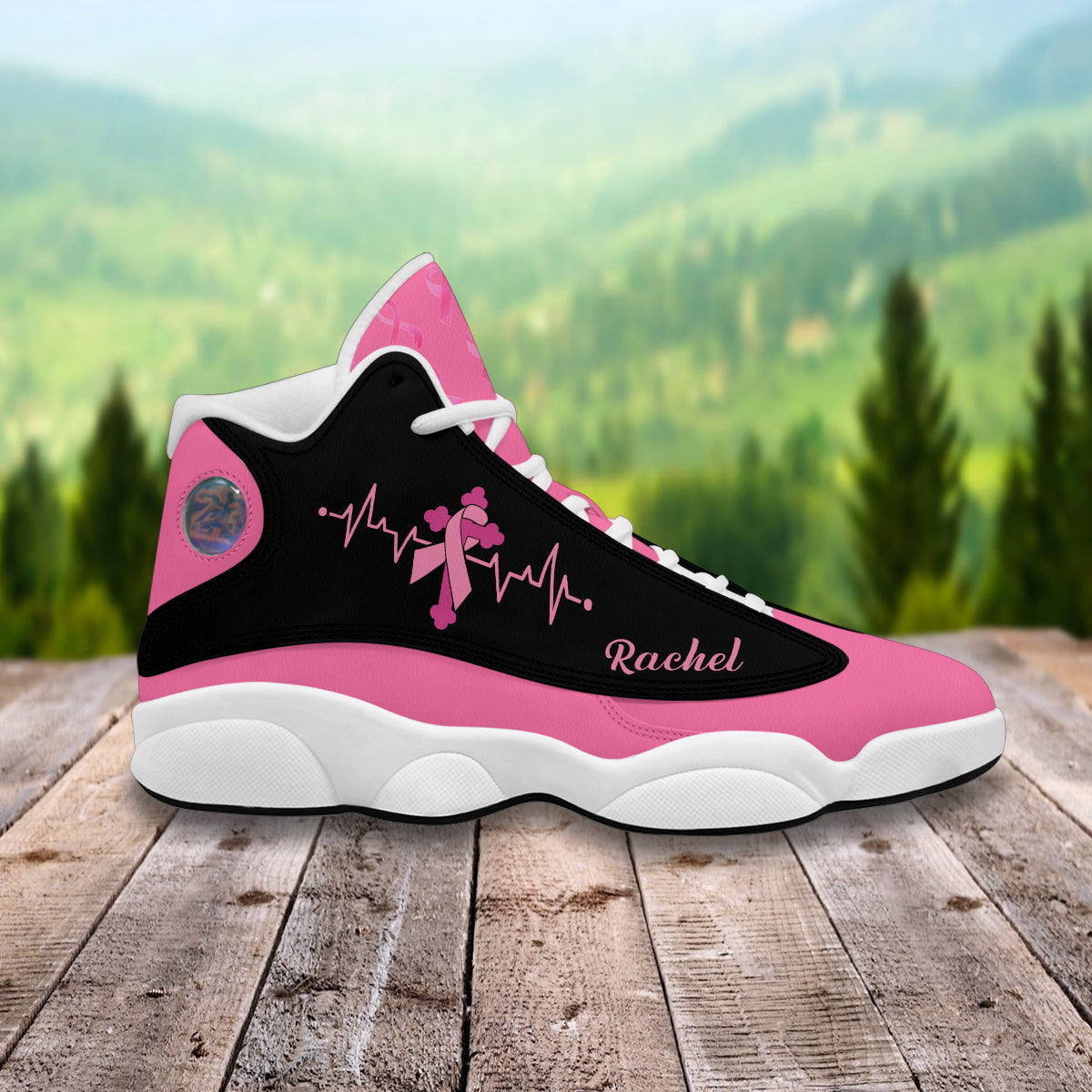 Petthouse | Personalized Name Breast Cancer Awareness Shoes, Breast Cancer Warrior Girl, I Wear Pink For Myself Basketball Shoes