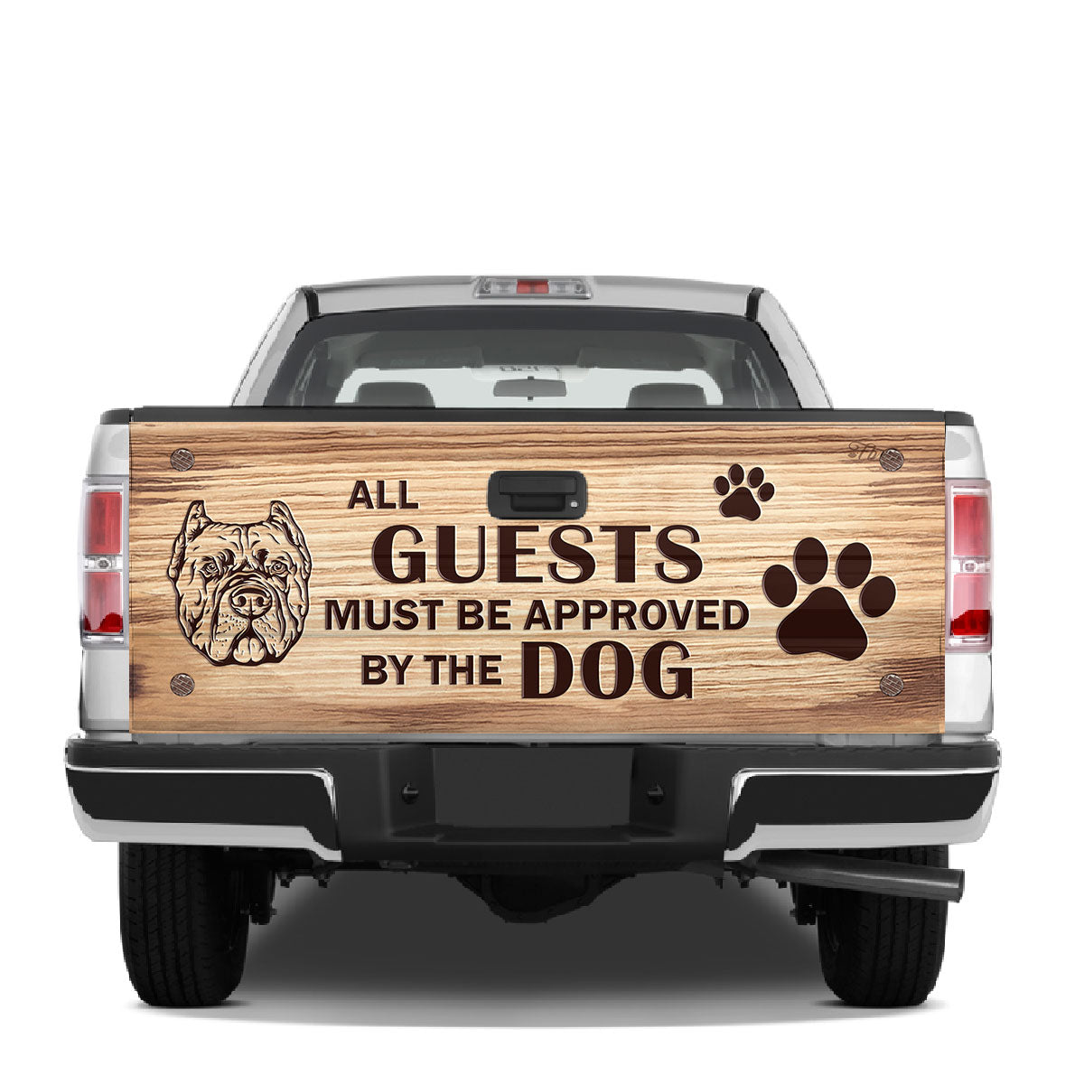 Petthouse | All Guests Must Be Approved By The Dogs Tailgate Wrap Pitbull Dog Tailgate Wraps