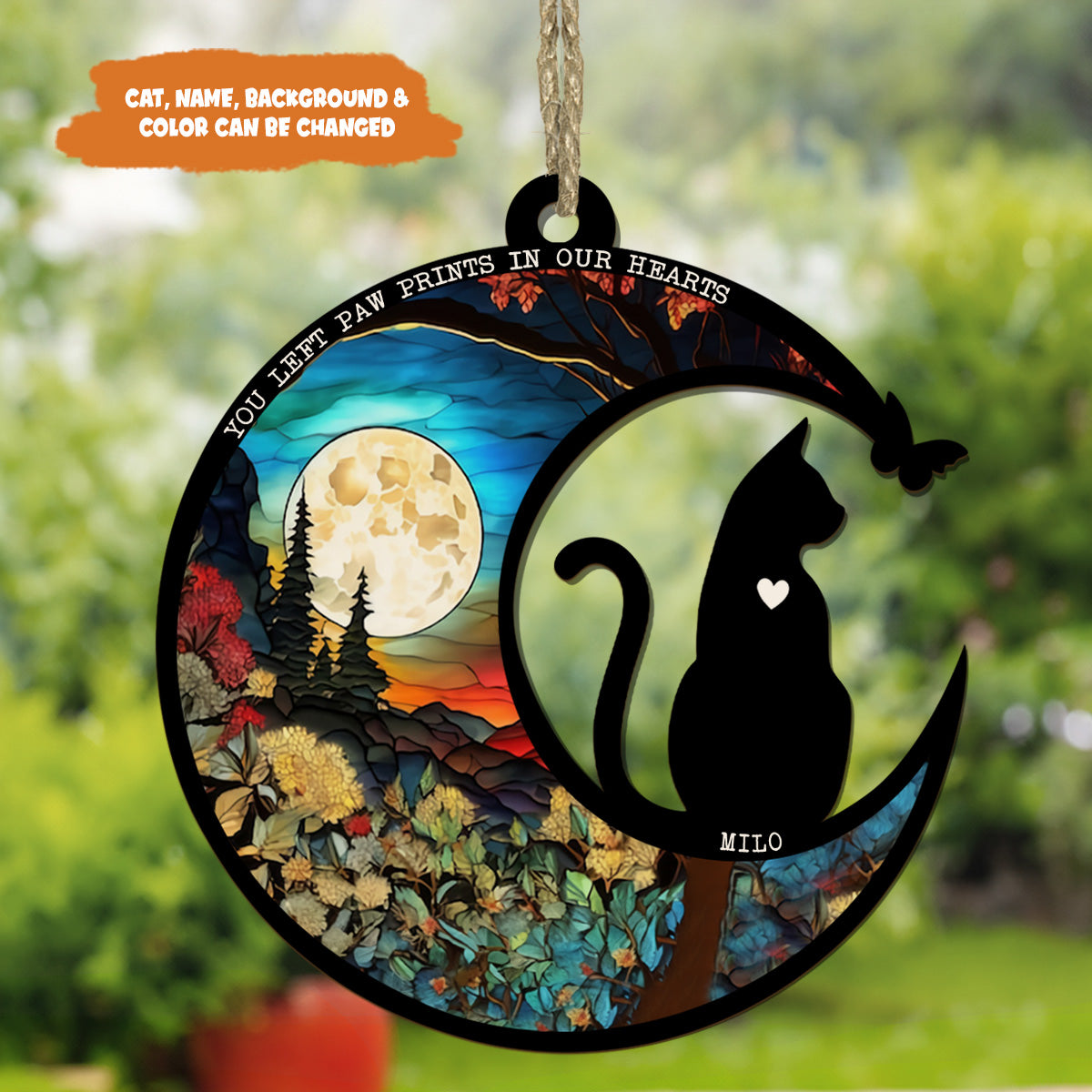 Petthouse | Personalized Cat Memorial Suncatcher, Cat Loss Windows Hanging Sympathy Gift, Pet Memorial