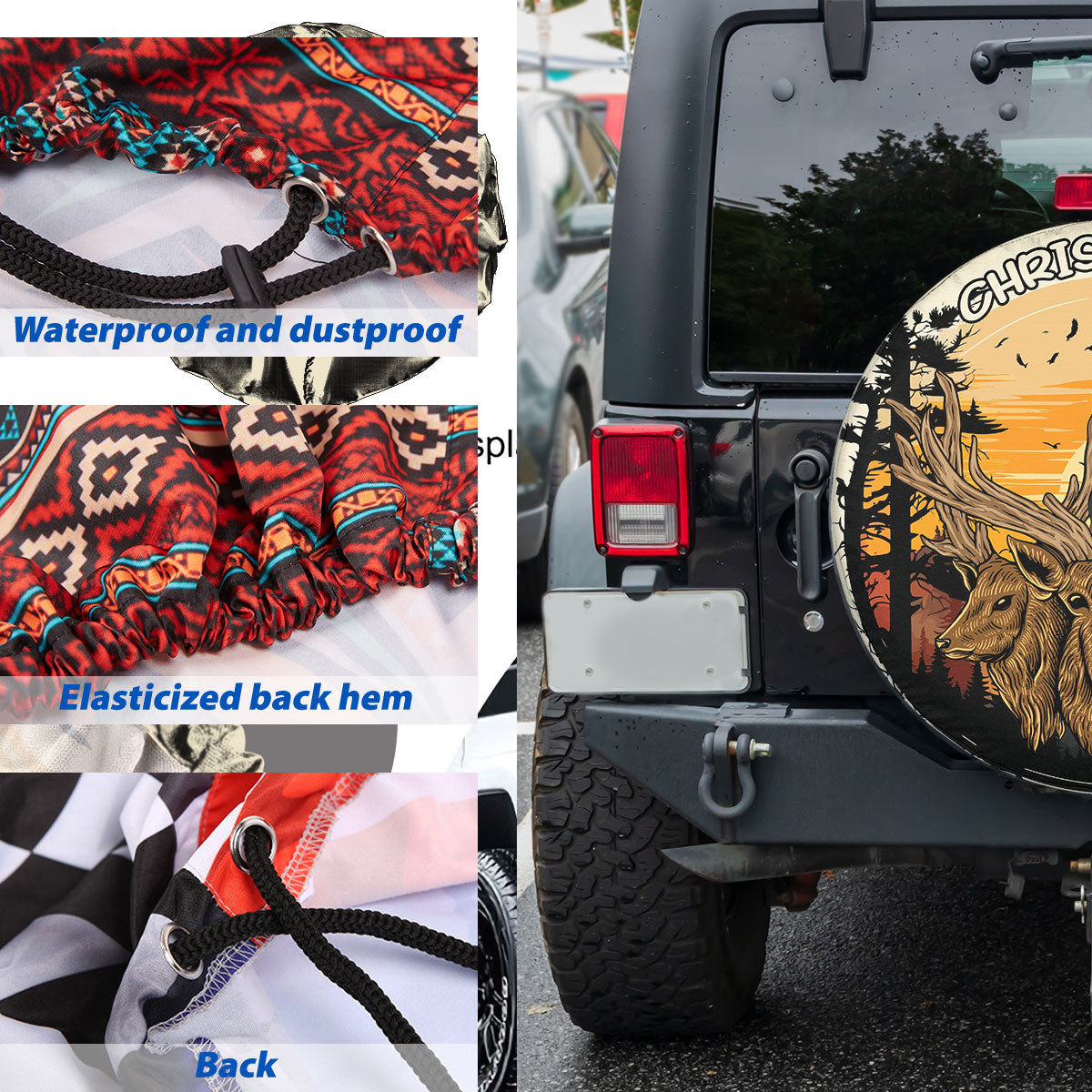 Petthouse | Customized Deer Head Forest Spare Tire Cover Camping Hunting Season Occasion Dad Gift