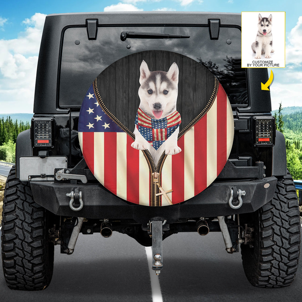 Petthouse | Custom Spare Tire Cover Husky Siberian American Spare Tire Cover Wheel Cover Dog Wheel