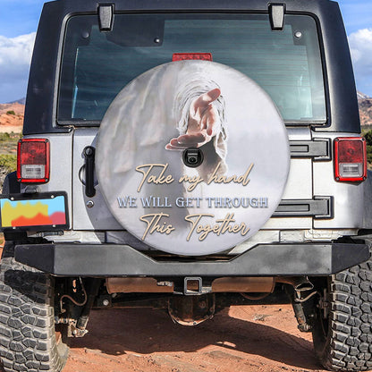 Petthouse | Jesus Believer Tire Protector Take My Hand Spare Tire Cover Christian Proverbs Wheel Cover Spare Tire Cover