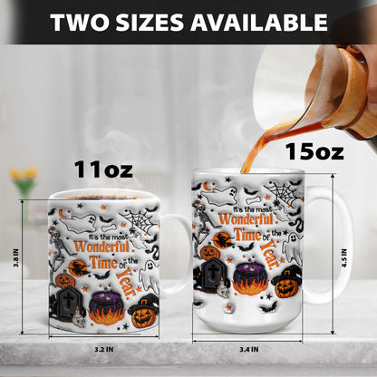 Petthouse | Skeleton It's The Most Wonderful Time Of The Year 3d Inflated Effect Printed Mug, Halloween Gift