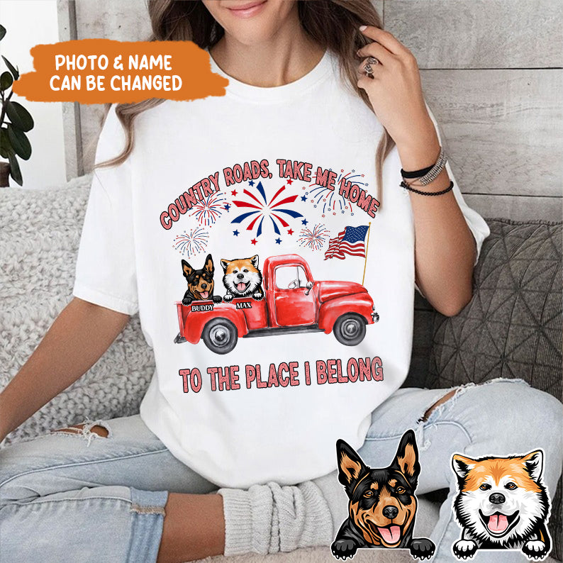 Petthouse | Custom Dog Shirt, Country Roads Take Me Home To The Place I Belong Shirt