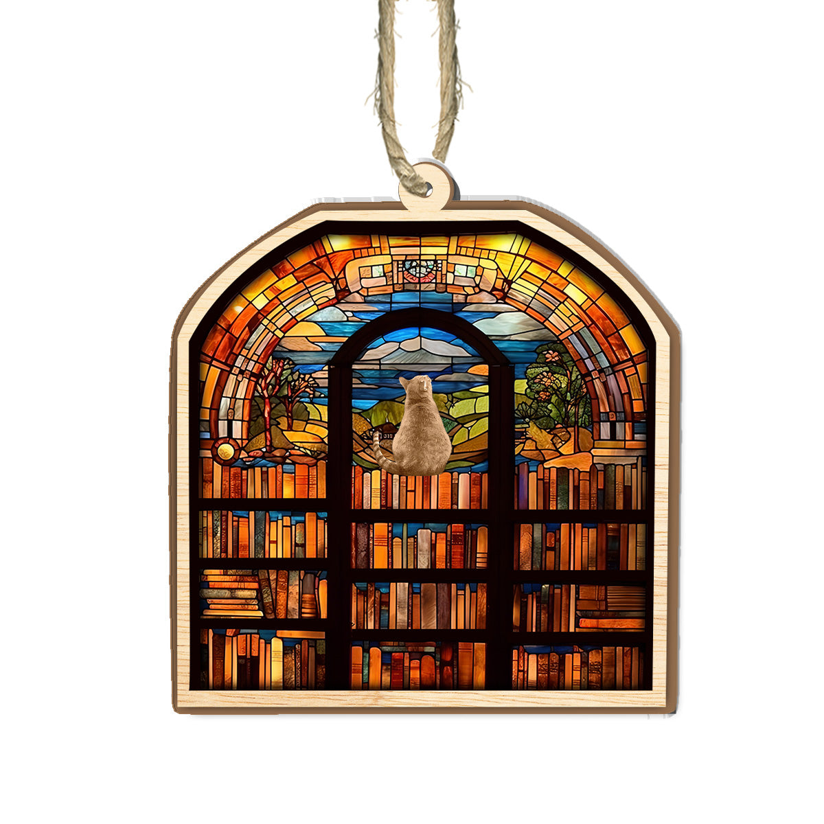 Petthouse | Personalized Cat Book Suncatcher, Reading Cat Bookish Ornament, Book Lovers Gift, Cat Lovers