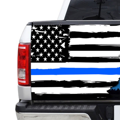 Petthouse | Tailgate Wrap American Flag Thin Blue Line Tailgate Wrap Police Australian Cattle Dog Decals