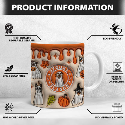 Petthouse | Halloween Ghost Dog Crew Spooky Vibes Mug, Spooky Vibes 3d Inflated Effect Mug, Cute Ghost