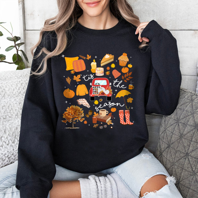 Petthouse | Fall Tis The Season Shirt, Fall Vintage Halloween Doodles T-shirt, Halloween Things Shirt