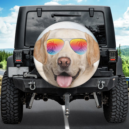 Petthouse | Labrador Retriever Tire Protector Smiling Dog Spare Wheel Cover Dog Beach Glasses Universal Tire