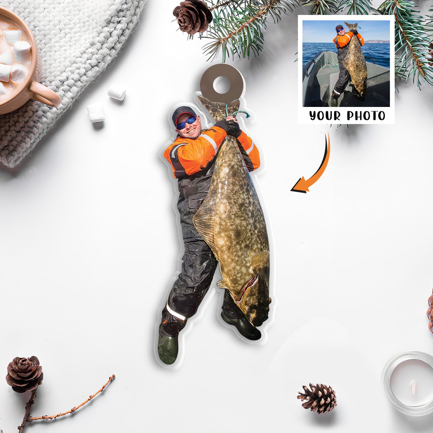 Petthouse | Personalized Fishing Photo Ornament, Fisherman Ornaments, Fishing Ornament Christmas