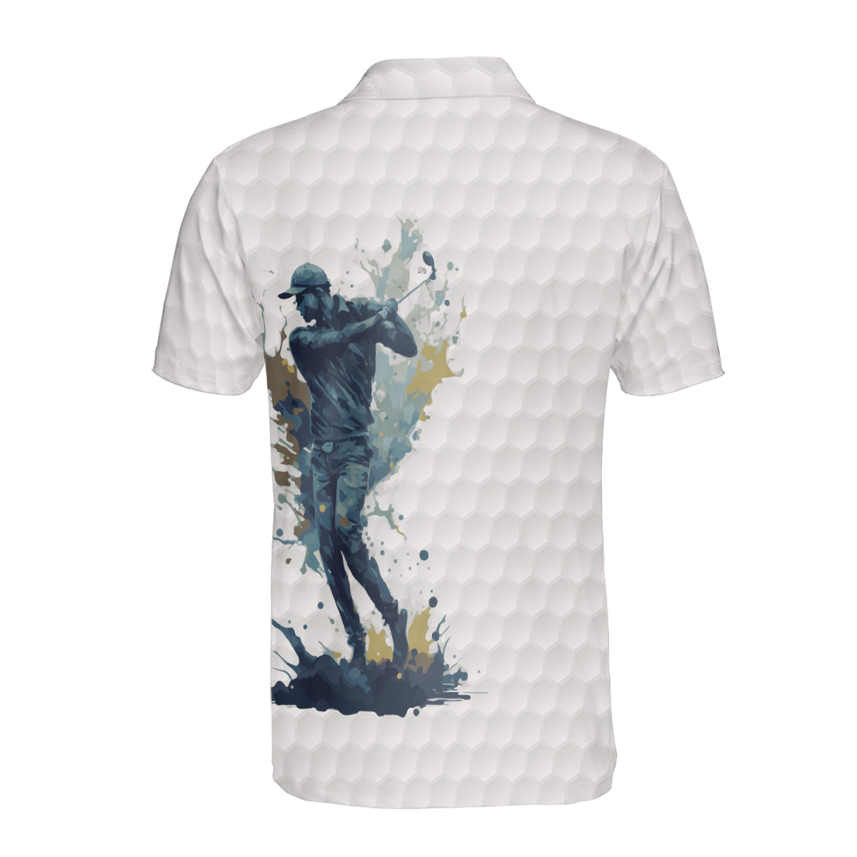 Petthouse | Customized Name Abstract Figure Of A Golfer Watercolor Polo Shirt Golfing Lover Gift