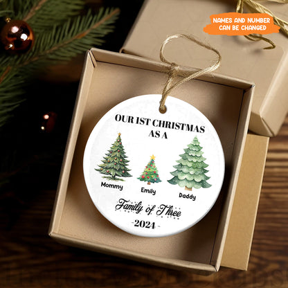 Petthouse | Personalized Family Of Three Christmas Ornament, Baby's First Xmas Ornament, First Christmas