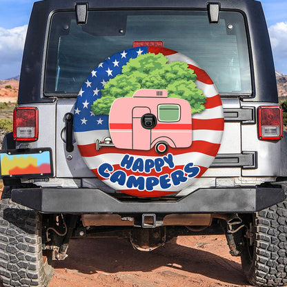 Petthouse | Happy Campers Spare Tire Cover Caravan Camping Car Wheel Tire Covers Usa Flag Print American