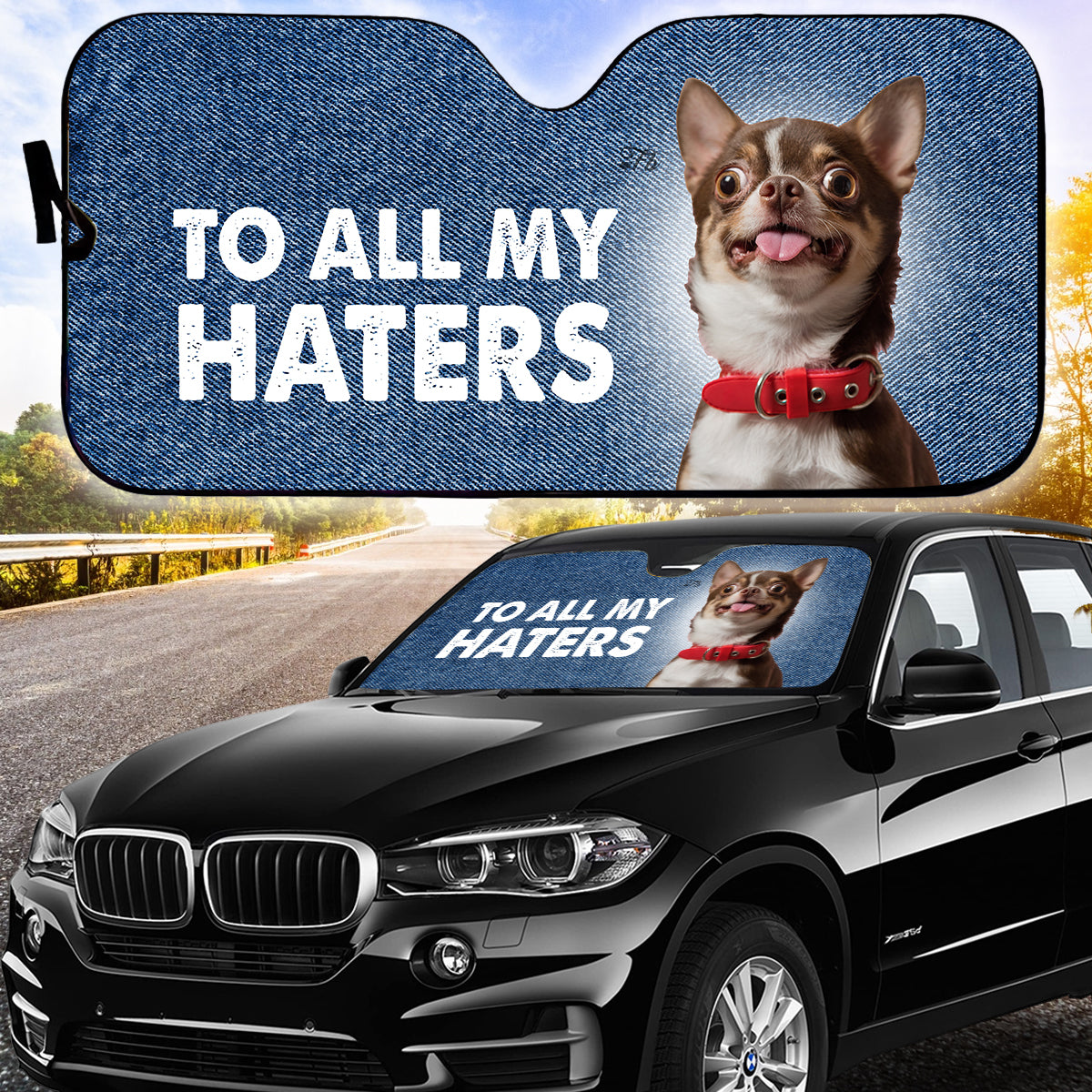 Petthouse | Chihuahua To All My Haters Sunshade For Car Funny Windshield Cover Dog Sunshade