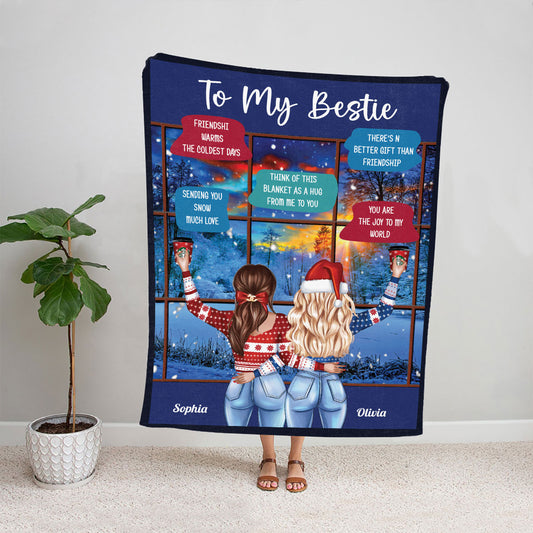 Petthouse | Personalized To My Bestie Cozy Blanket, Friendship Warms The Coldest Days Throw Blanket For Best Friends