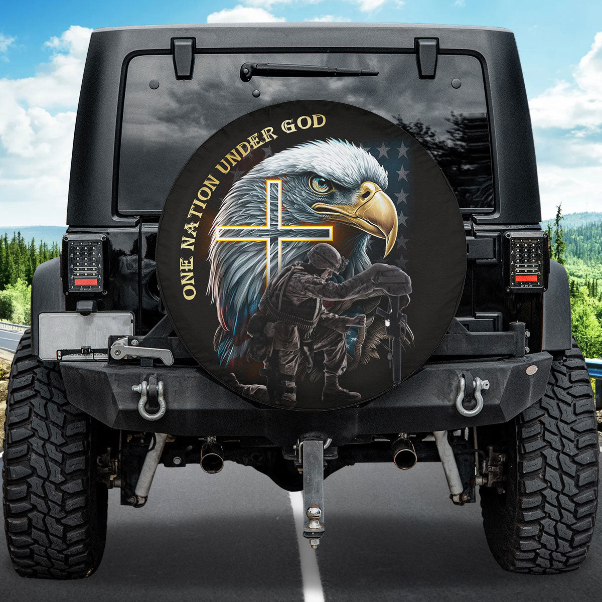 Petthouse | Soldier Veteran Eagle Wheel Tire Covers One Nation Under God Memorial Day Car Accessories Veteran Dad Gifts