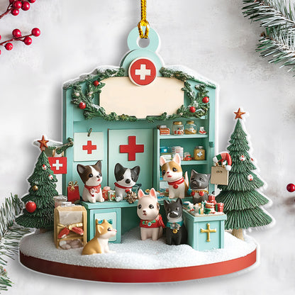 Petthouse | Personalized Dreamy Vet Clinic Acrylic Ornament, Vet Clinic 2d Flat Ornament, Christmas Decor