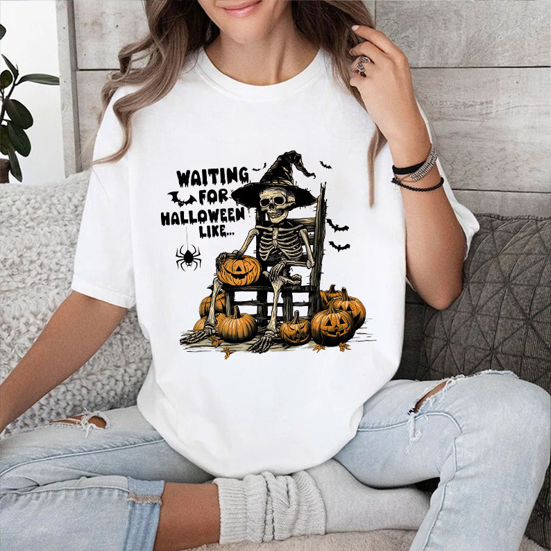 Petthouse | Just Waiting For Halloween Shirt, Spooky Summer Halloween Shirt, Halloween Party Shirt