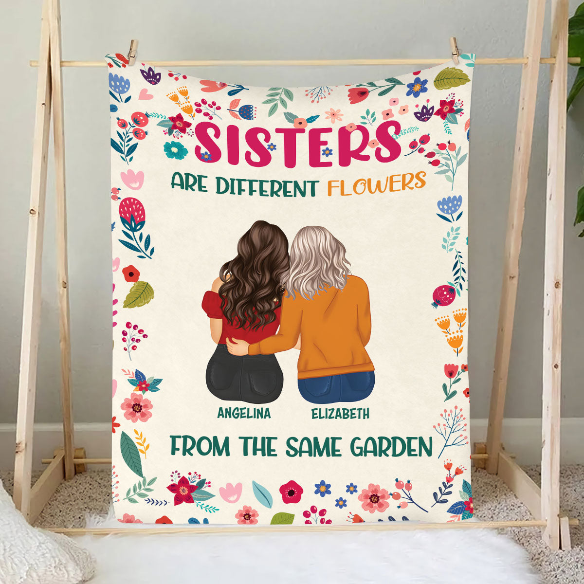 Petthouse | Customized Sisters Are Different Flowers Sofa Cough Blanket, To My Sister Sherpa Blanket, Family Gifts