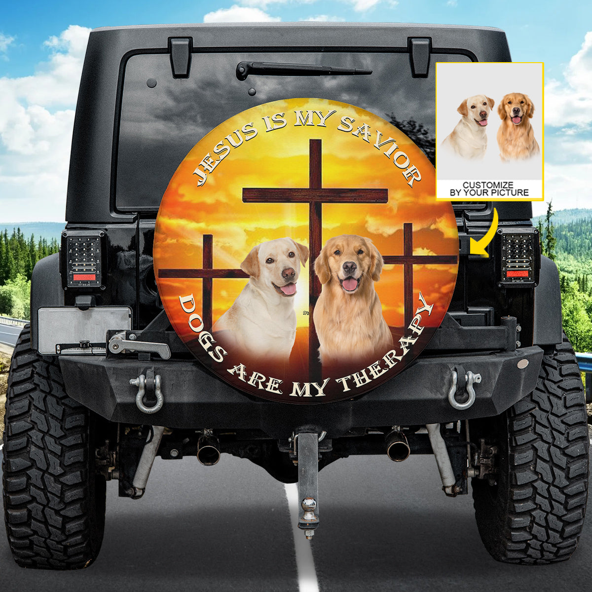 Petthouse | Labrador Retriver Spare Tire Cover Jesus Cross Christian Religious Verse With Backup Camera Hole