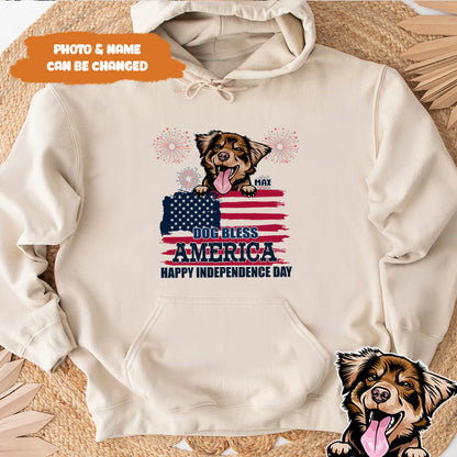 Petthouse | Custom Dog Bless America Shirt, Happy Independence Day, 4th Of July Dog Shirt, Dog Lovers