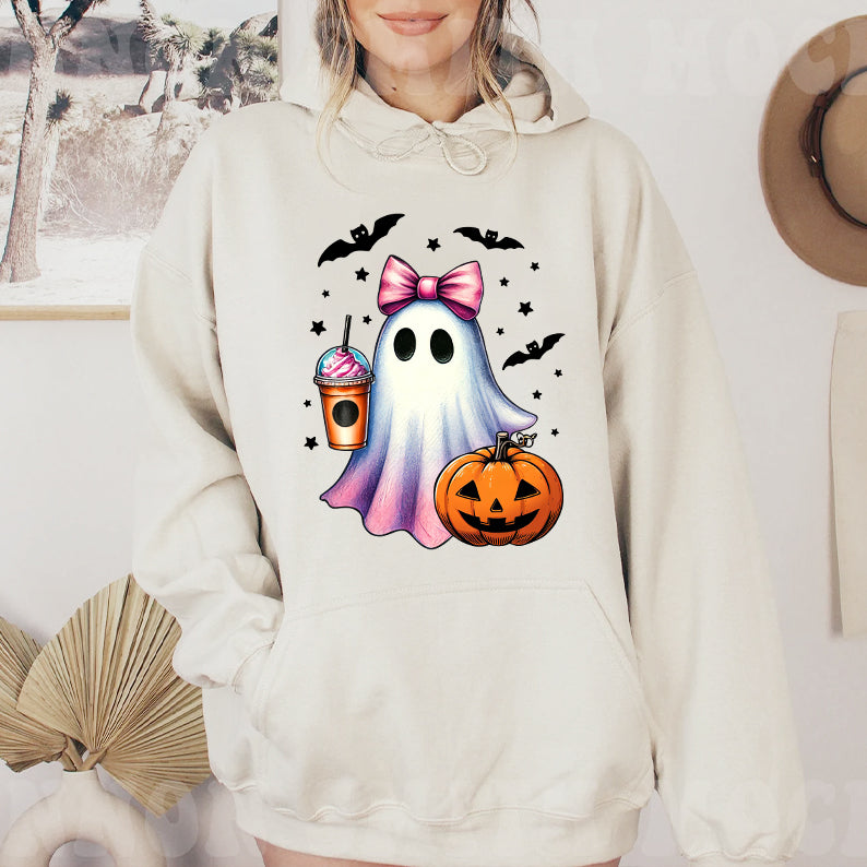 Petthouse | Halloween Ghost Shirt, Retro Ghost Coffee Pumpkin Halloween Shirt, Cute Ghost Coffee