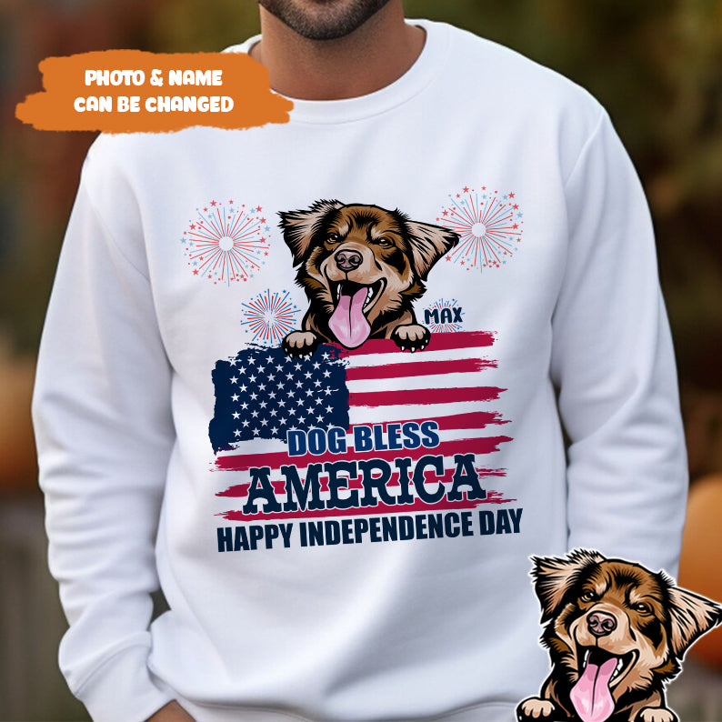 Petthouse | Custom Dog Bless America Shirt, Happy Independence Day, 4th Of July Dog Shirt, Dog Lovers