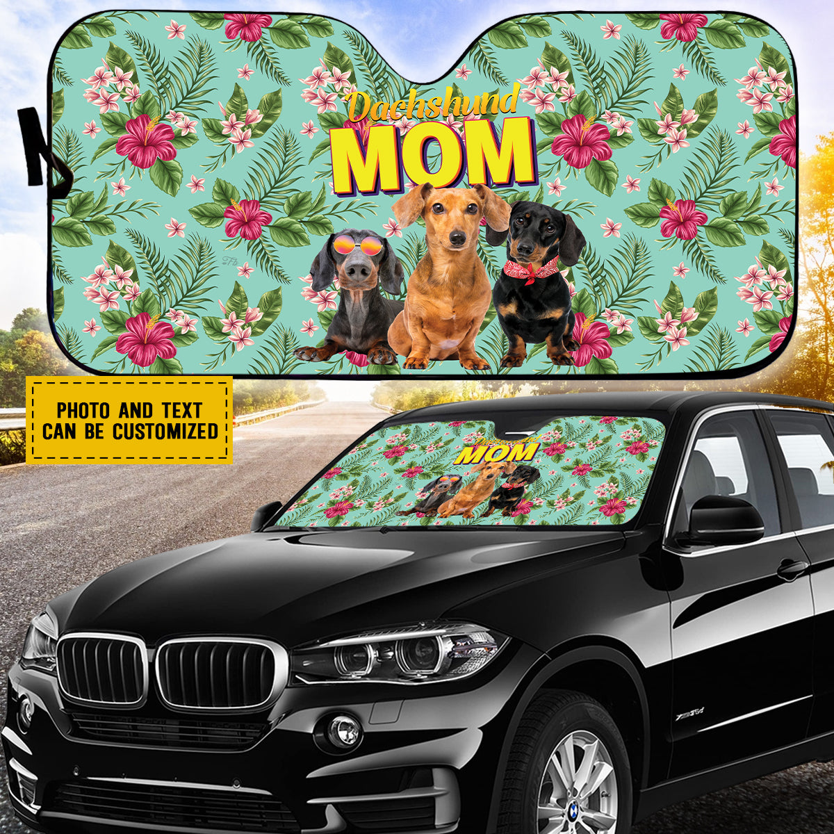 Petthouse | Custom Photo Dachshund Hawaii Car Sun Shade Windshield Dog Mom Sunshade For Car