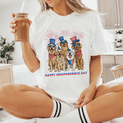 Petthouse | Golden Retriever 4th Of July Shirt, Dog Flag Independence Cute Dog Mom Fourth Of July