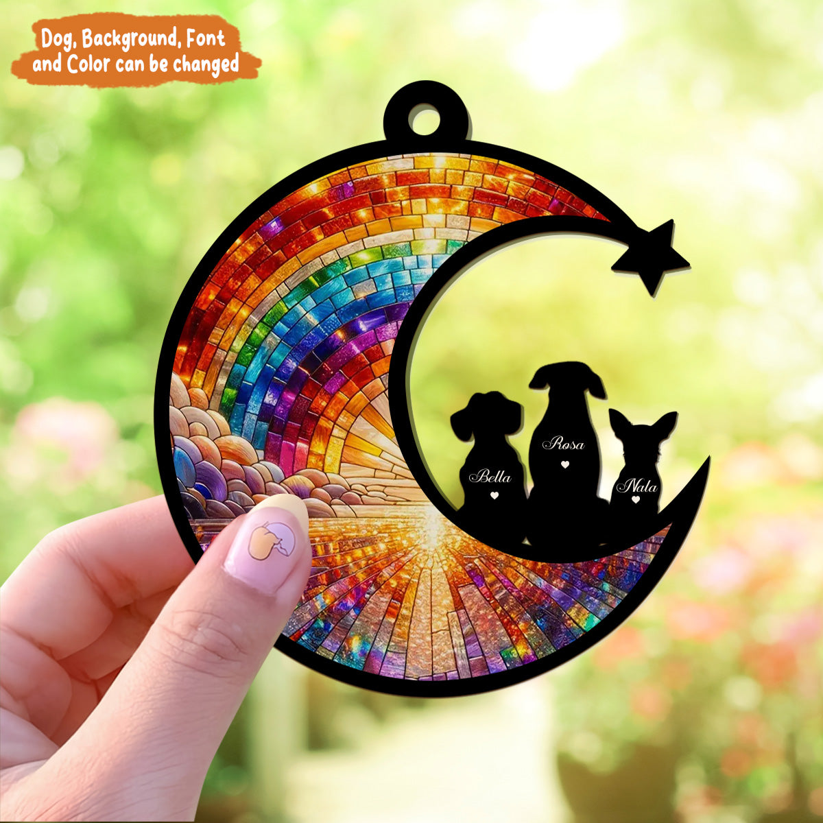 Petthouse | Custom Dog Loss Sympathy, Dog Memorial Suncatcher, Dog Rainbow Bridge, Pet Remembrance Gift