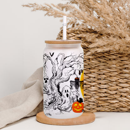 Petthouse | Halloween At The Witches Forest Vintage Glass Can, Halloween Spooky Vibes, Iced Coffee Cup