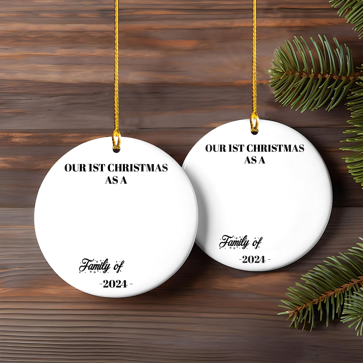 Petthouse | Personalized Family Of Three Christmas Ornament, Baby's First Xmas Ornament, First Christmas