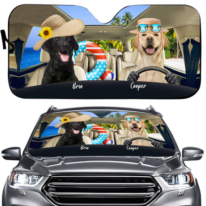 Petthouse | Dog Sunshade Labrador Retriever Beach Trip Car Sun Shade Windshield Customized Picture Sunshade