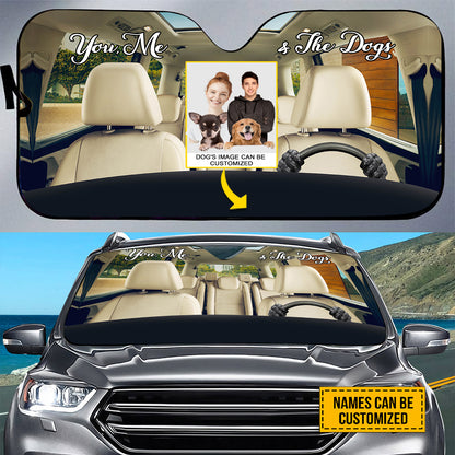 Petthouse | Dog Mom Dog Dad Customized Windshield Sun Shade With Pet's Photo You Me And The Dog