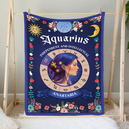 Petthouse | Customized Aquarius Zodiac Cozy Blanket To Girlfriend, Aquarius Throw Blanket, Horoscope Gifts