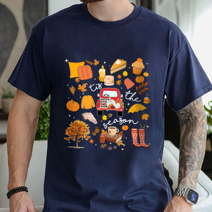 Petthouse | Fall Tis The Season Shirt, Fall Vintage Halloween Doodles T-shirt, Halloween Things Shirt