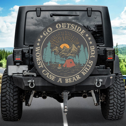 Petthouse | Funny Camping Outdoor Camper Spare Tire Cover Go Outside Worst Case A Bear Kills You Tire