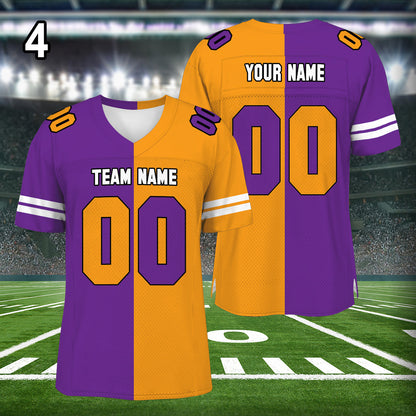 Petthouse | Custom Any Two Football Team, Personalized Team Name And Number Football Jersey, V-neck Short Sleeve Jersey Shirt, Football Jerseys