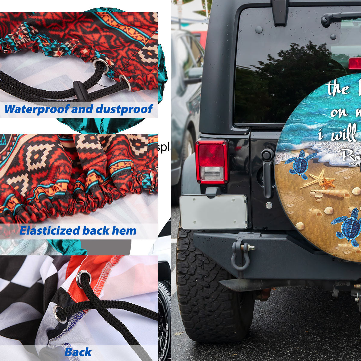 Petthouse | Sea Turtle Beach Scenery Spare Wheel Cover The Lord Is On My Side Christian God Bible Verse