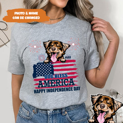 Petthouse | Custom Dog Bless America Shirt, Happy Independence Day, 4th Of July Dog Shirt, Dog Lovers