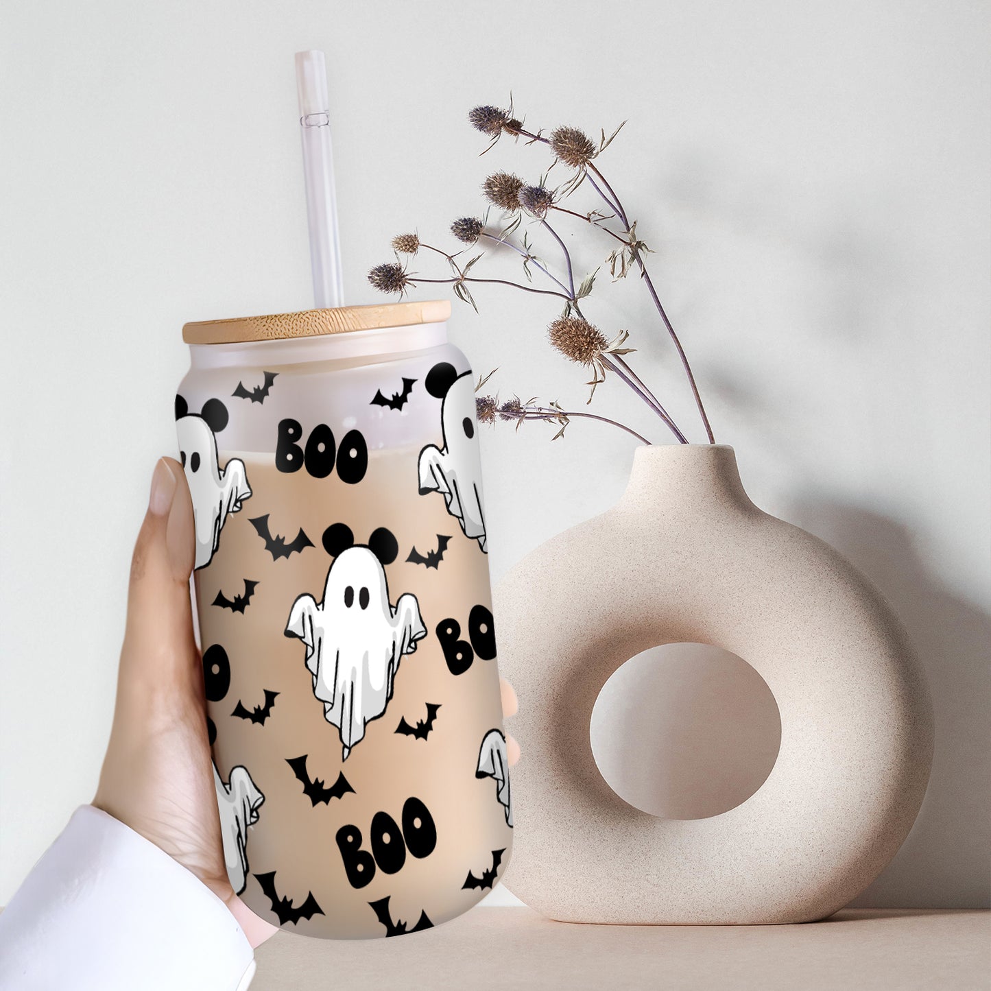 Petthouse | Ghost Boo Halloween Glass Can Wrap, Halloween Libbey Glass Can, Libbey Glass Can